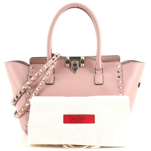 Valentino Garavani Rockstud Tote Rigid Leather Small Neutral - Picture 2 of 9